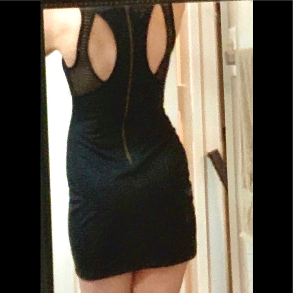 Black Bodycon Dress Zipper Back and Cutout Detail